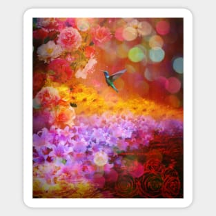 Hummingbird in dreamland garden Sticker